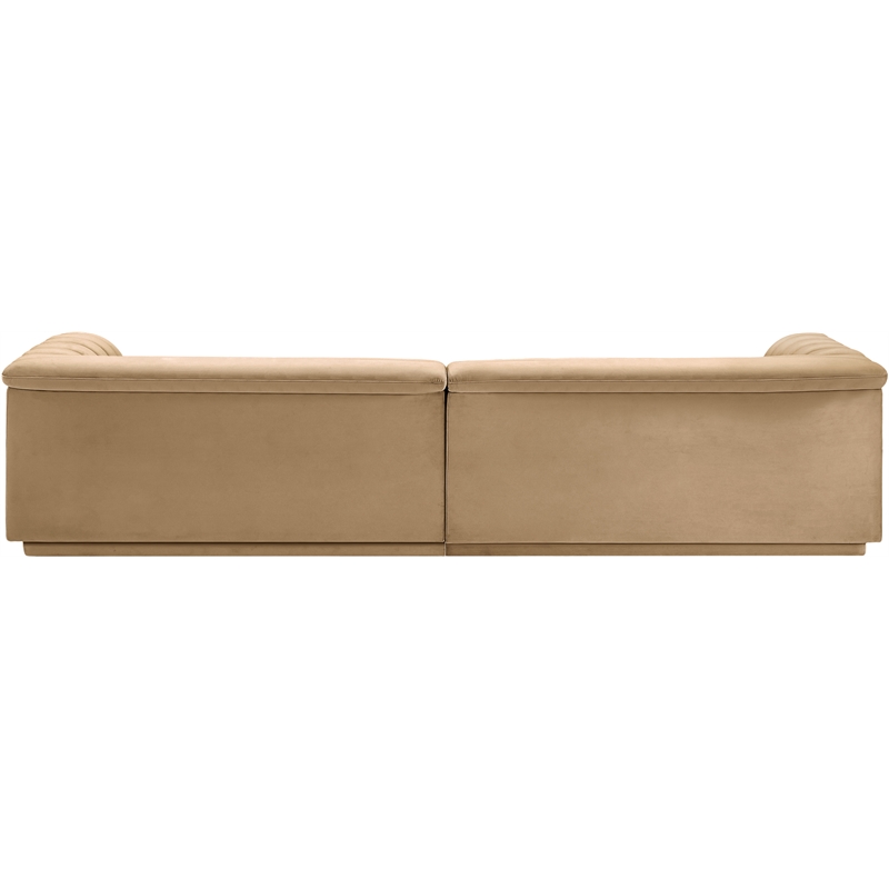 Bowery Hill Contemporary Soft Camel Velvet Fabric Modular Sofa