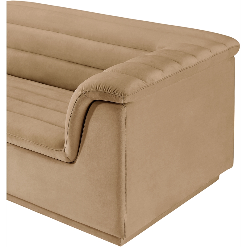 Bowery Hill Contemporary Soft Camel Velvet Fabric Modular Sofa