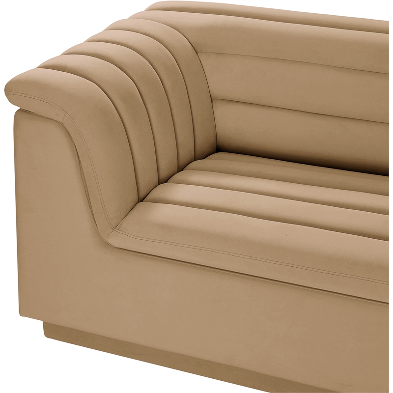 Bowery Hill Contemporary Soft Camel Velvet Fabric Modular Sofa