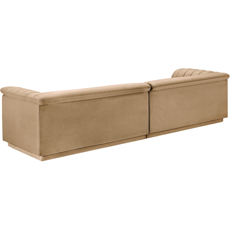 Bowery Hill Contemporary Soft Camel Velvet Fabric Modular Sofa