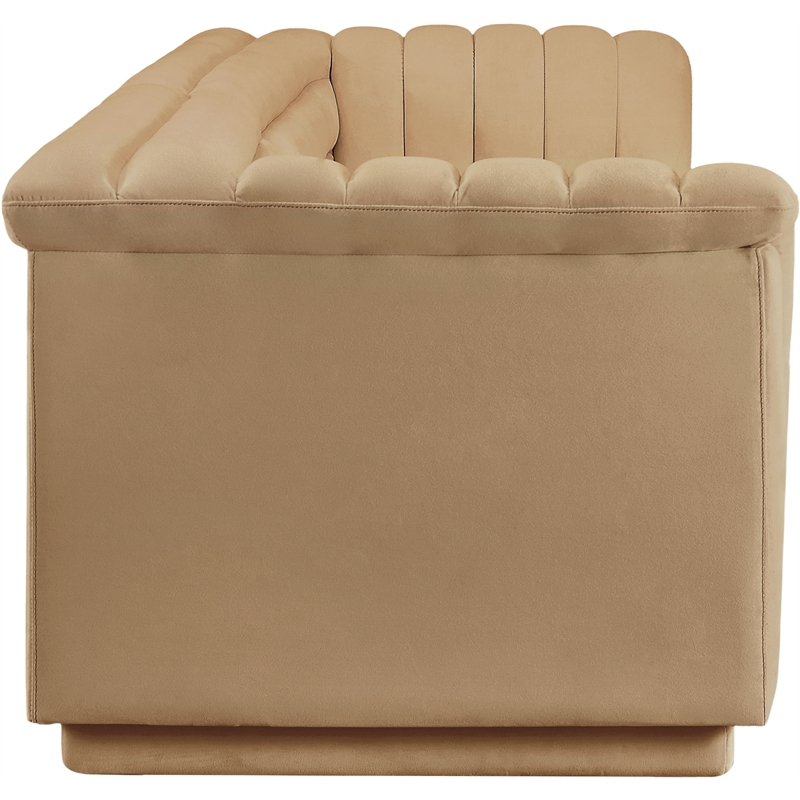 Bowery Hill Contemporary Soft Camel Velvet Fabric Modular Sofa