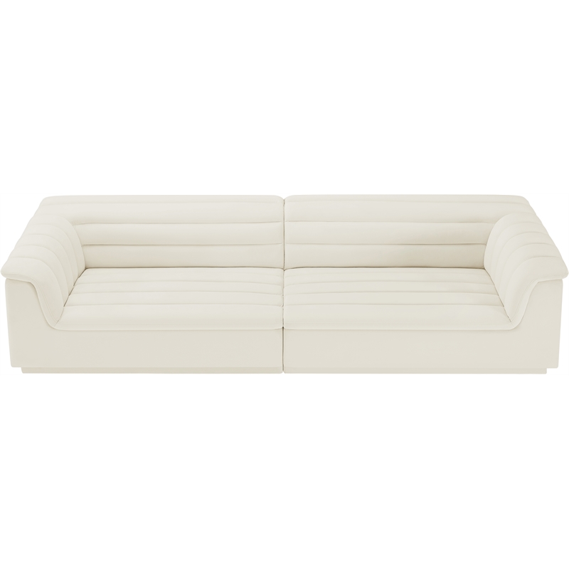Bowery Hill Contemporary Soft Cream Velvet Fabric Modular Sofa