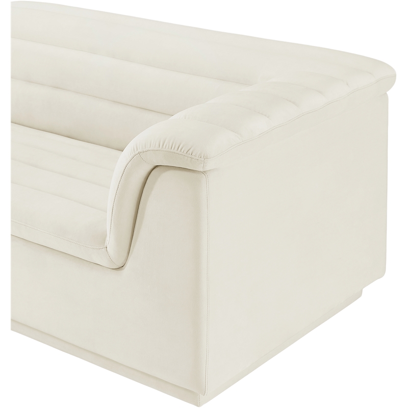 Bowery Hill Contemporary Soft Cream Velvet Fabric Modular Sofa