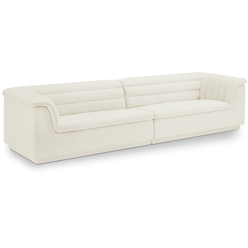 Bowery Hill Contemporary Soft Cream Velvet Fabric Modular Sofa