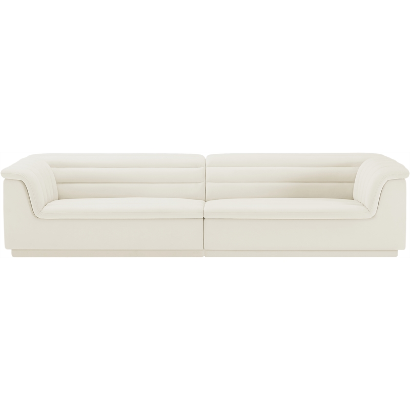 Bowery Hill Contemporary Soft Cream Velvet Fabric Modular Sofa