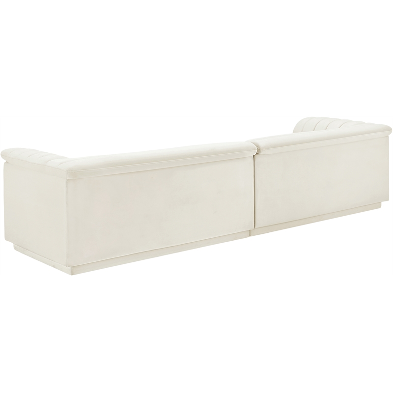 Bowery Hill Contemporary Soft Cream Velvet Fabric Modular Sofa
