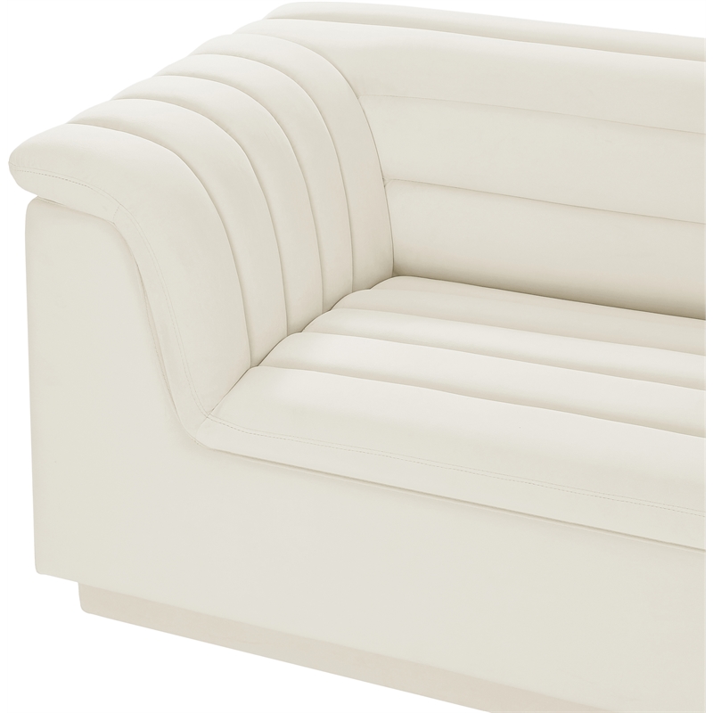 Bowery Hill Contemporary Soft Cream Velvet Fabric Modular Sofa