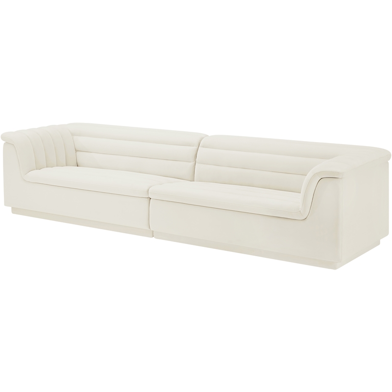 Bowery Hill Contemporary Soft Cream Velvet Fabric Modular Sofa