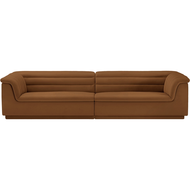 Bowery Hill Contemporary Soft Saddle Velvet Fabric Modular Sofa