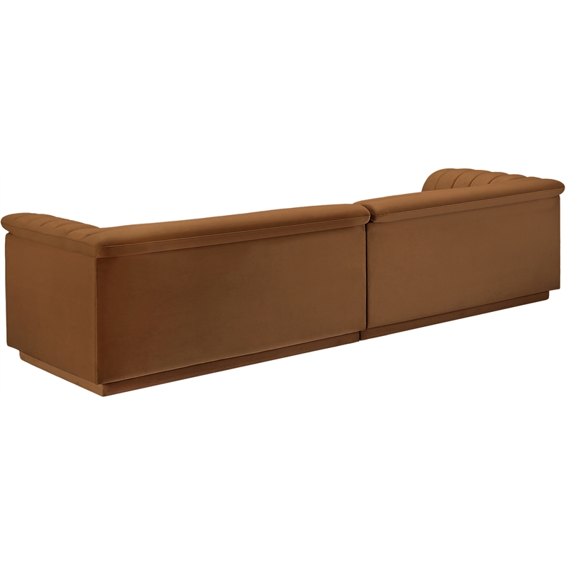 Bowery Hill Contemporary Soft Saddle Velvet Fabric Modular Sofa