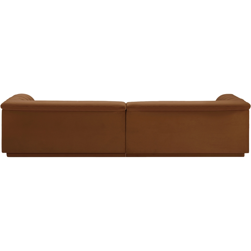Bowery Hill Contemporary Soft Saddle Velvet Fabric Modular Sofa