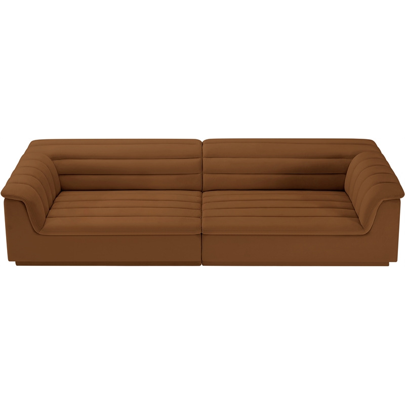 Bowery Hill Contemporary Soft Saddle Velvet Fabric Modular Sofa