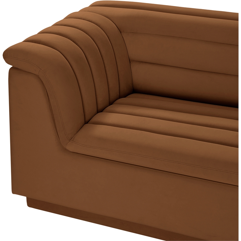 Bowery Hill Contemporary Soft Saddle Velvet Fabric Modular Sofa