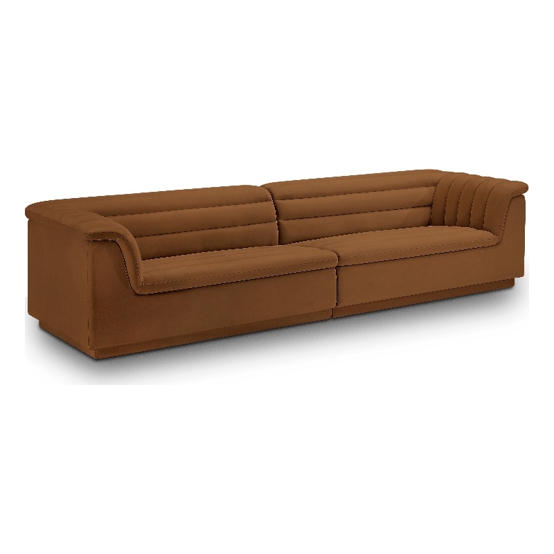 Bowery Hill Contemporary Soft Saddle Velvet Fabric Modular Sofa