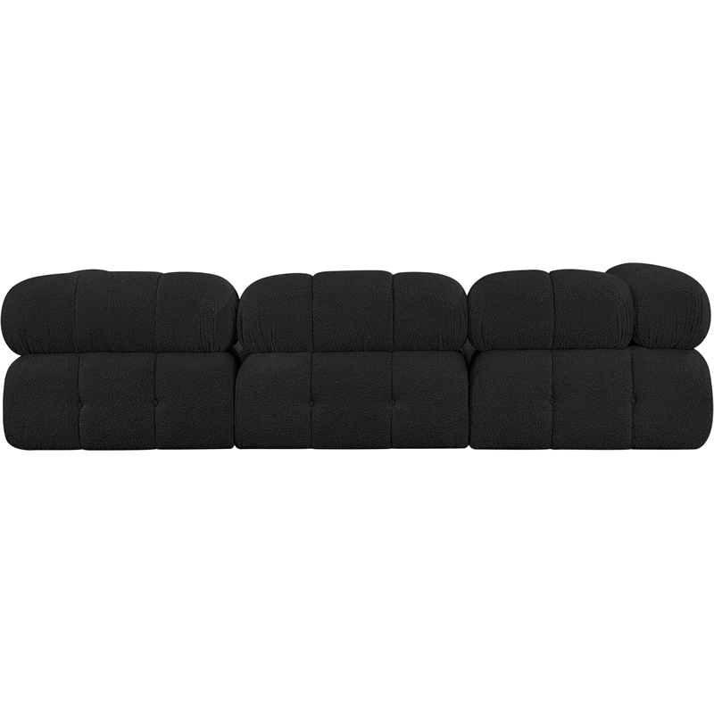 Bowery Hill Contemporary Rich Black Boucle Fabric Modular Sofa