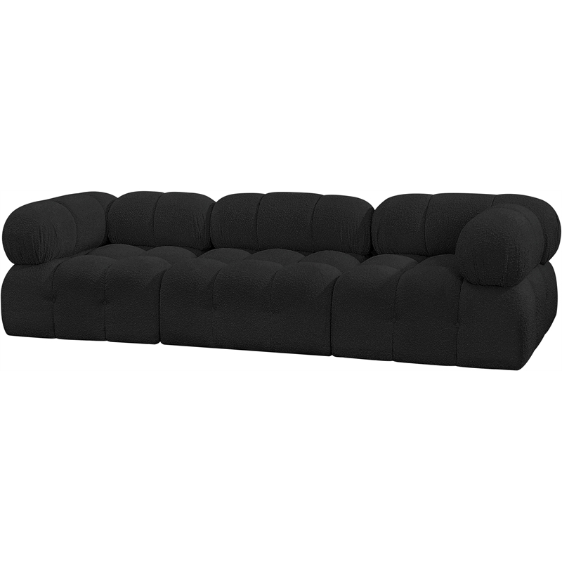 Bowery Hill Contemporary Rich Black Boucle Fabric Modular Sofa