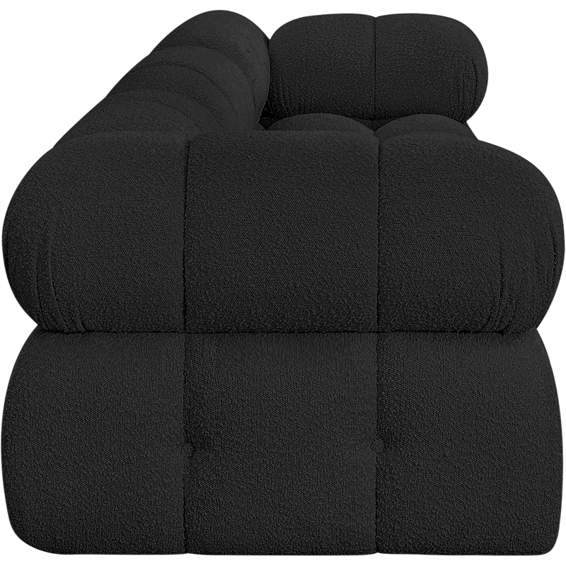 Bowery Hill Contemporary Rich Black Boucle Fabric Modular Sofa