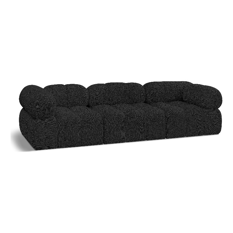 Bowery Hill Contemporary Rich Black Boucle Fabric Modular Sofa