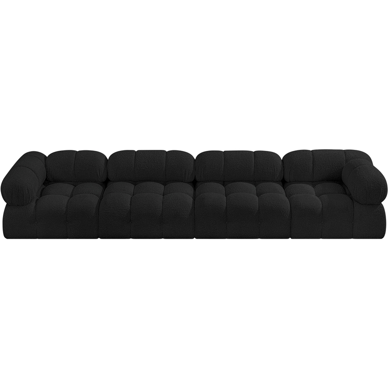 Bowery Hill Contemporary Rich Black Boucle Fabric Modular Sofa