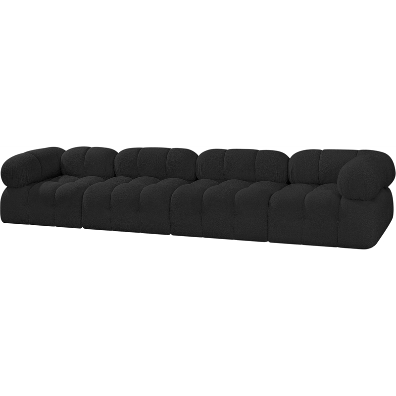 Bowery Hill Contemporary Rich Black Boucle Fabric Modular Sofa