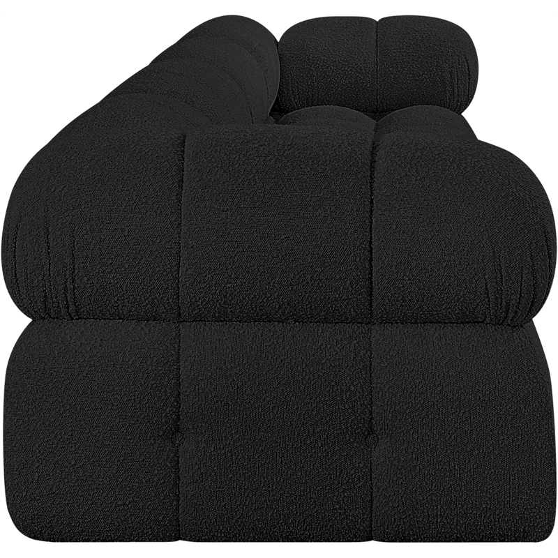 Bowery Hill Contemporary Rich Black Boucle Fabric Modular Sofa