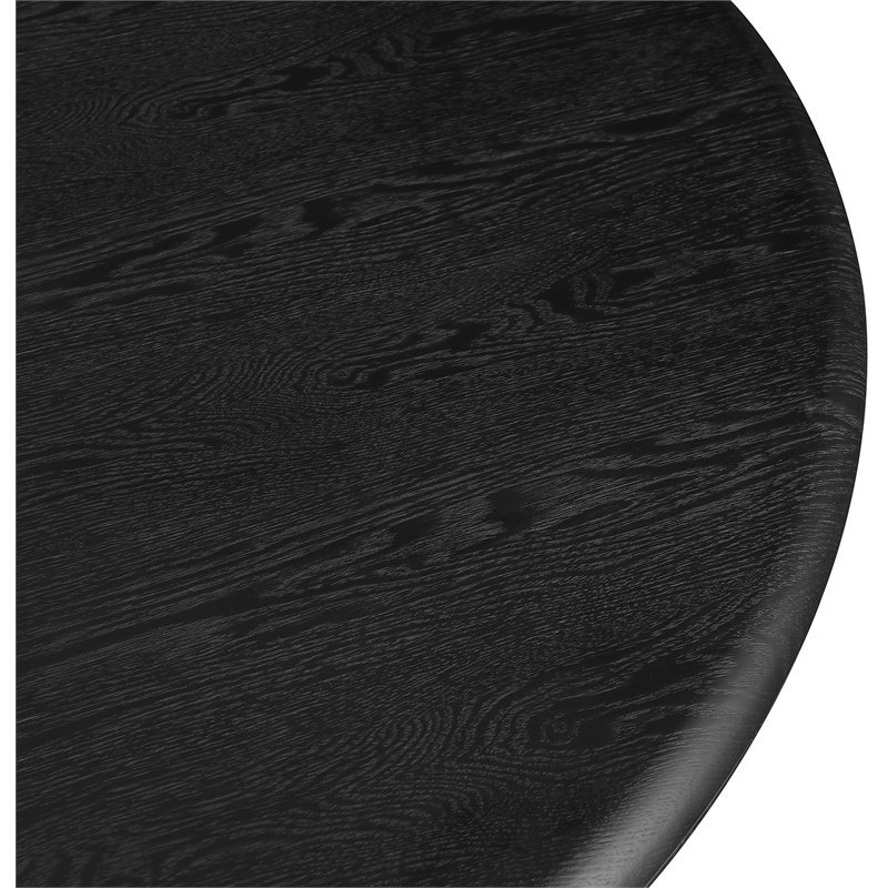 Bowery Hill Mid-Century Modern Solid Wood Fluted Base Rich Black Dining Table