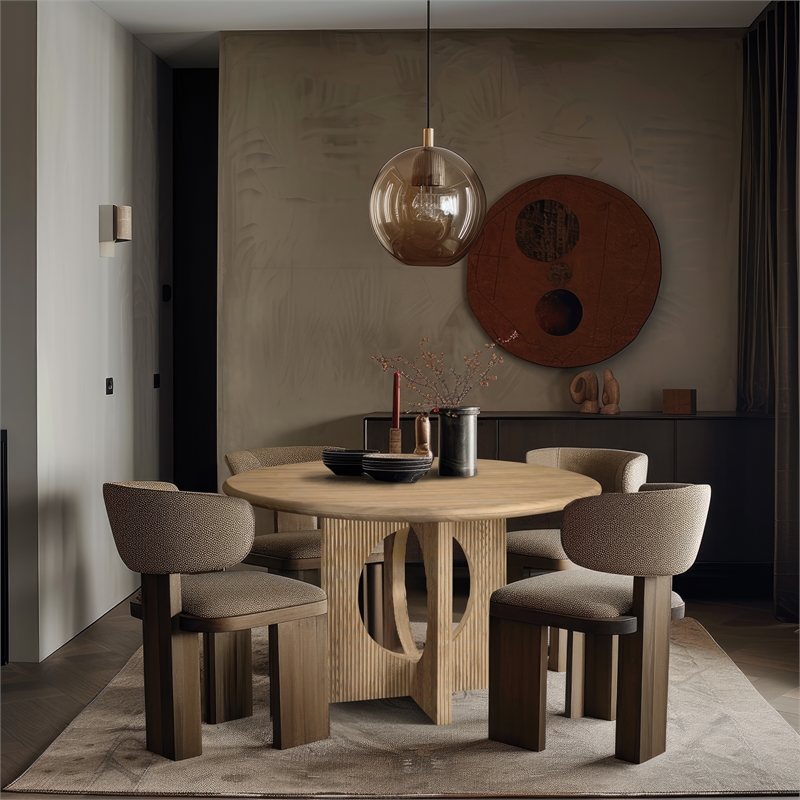 Bowery Hill Mid-Century Modern Rich Natural Oak Dining Table