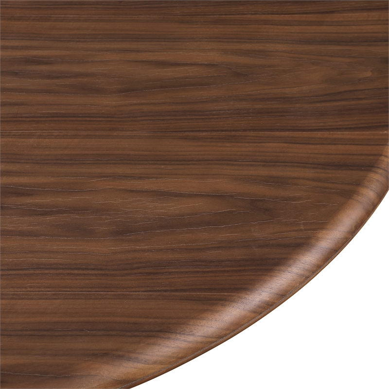 Bowery Hill Mid-Century Modern Solid Wood Fluted Base Rich Walnut Dining Table