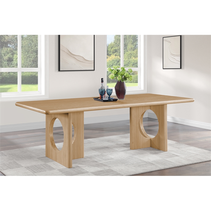 Bowery Hill Oak Veneer Natural Dining Table Rectangular Mid-Century Modern 94