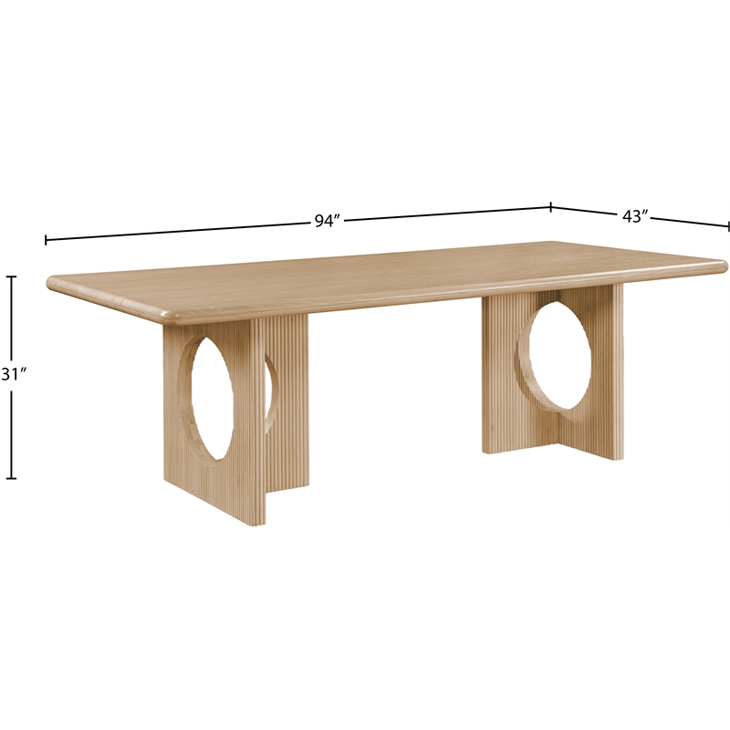 Bowery Hill Oak Veneer Natural Dining Table Rectangular Mid-Century Modern 94