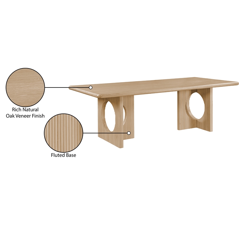 Bowery Hill Oak Veneer Natural Dining Table Rectangular Mid-Century Modern 94