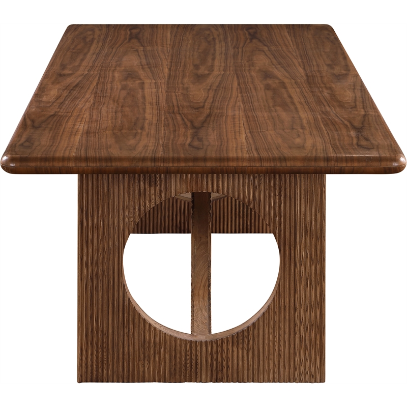 Bowery Hill Mid-Century Modern Solid Wood Fluted Base Rich Walnut Dining Table
