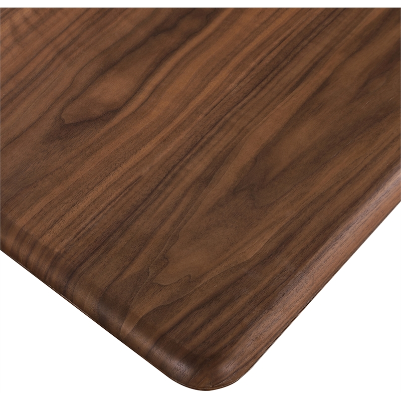 Bowery Hill Mid-Century Modern Solid Wood Fluted Base Rich Walnut Dining Table