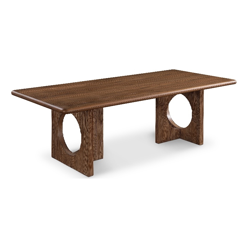 Bowery Hill Mid-Century Modern Solid Wood Fluted Base Rich Walnut Dining Table