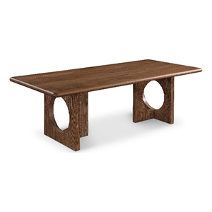 Bowery Hill Mid-Century Modern Solid Wood Fluted Base Rich Walnut Dining Table