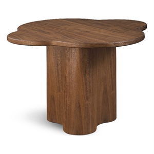 Bowery Hill Mid-Century Modern Clover Shaped Top Rich Walnut Dining Table