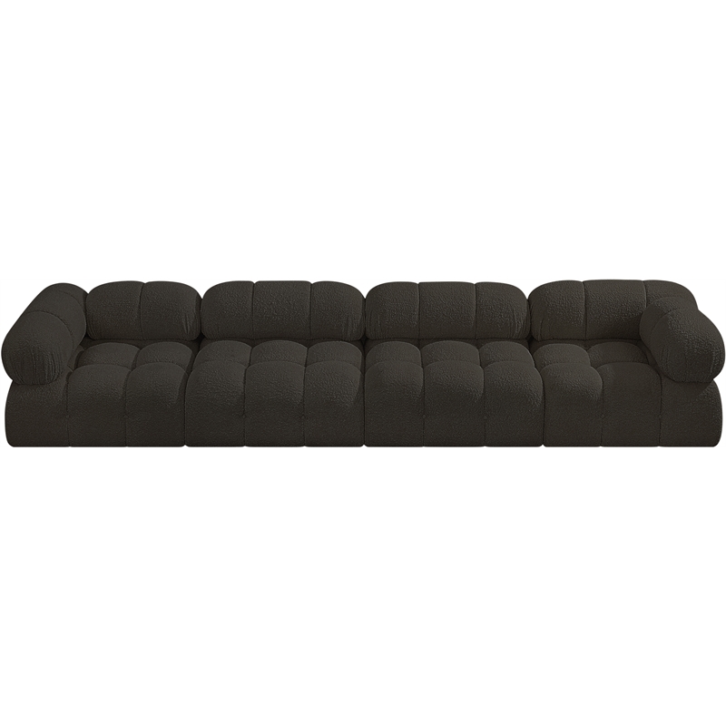 Bowery Hill Contemporary Rich Brown Boucle Fabric Modular Sofa