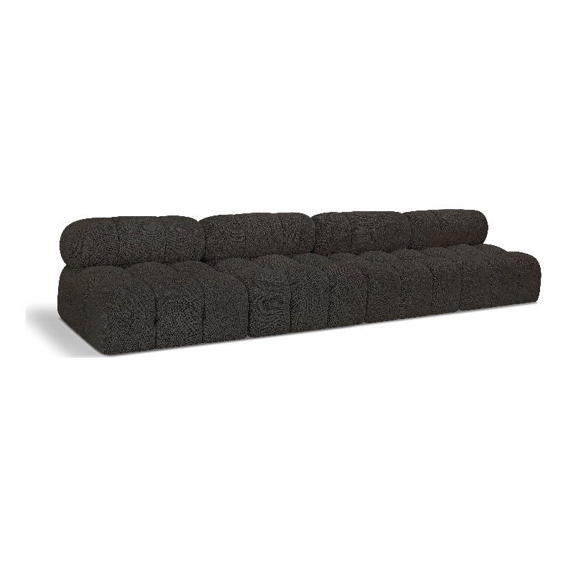 Bowery Hill Contemporary Rich Brown Boucle Fabric Modular Sofa