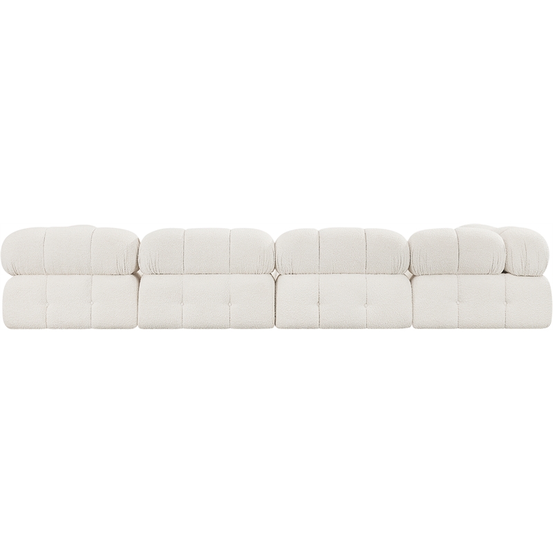 Bowery Hill Contemporary Rich Cream Boucle Fabric Modular Sofa