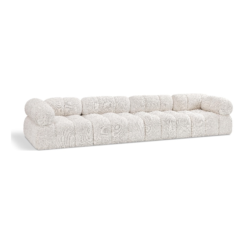 Bowery Hill Contemporary Rich Cream Boucle Fabric Modular Sofa
