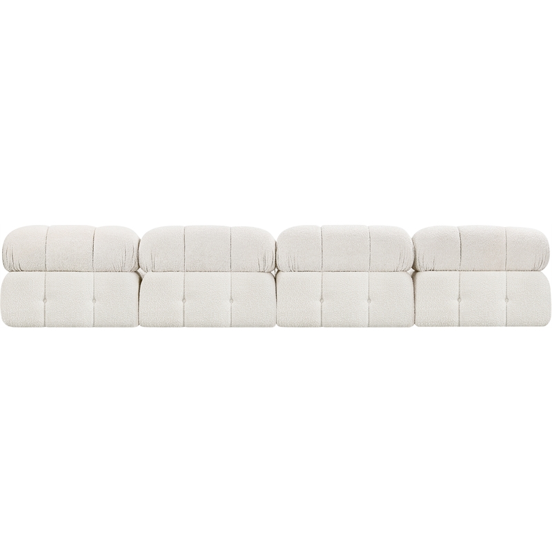 Bowery Hill Contemporary Rich Cream Boucle Fabric Modular Sofa