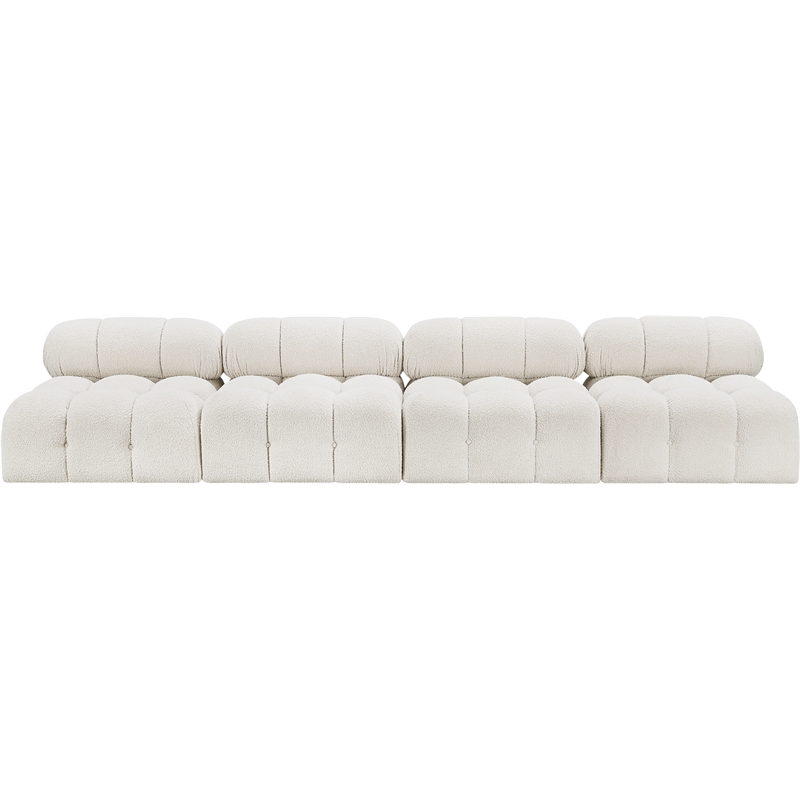 Bowery Hill Contemporary Rich Cream Boucle Fabric Modular Sofa