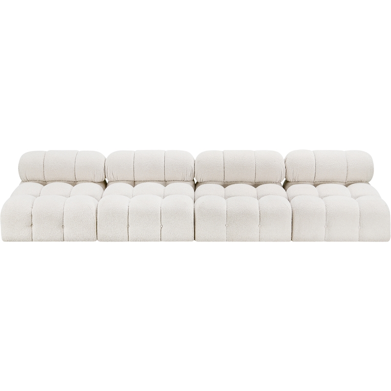 Bowery Hill Contemporary Rich Cream Boucle Fabric Modular Sofa