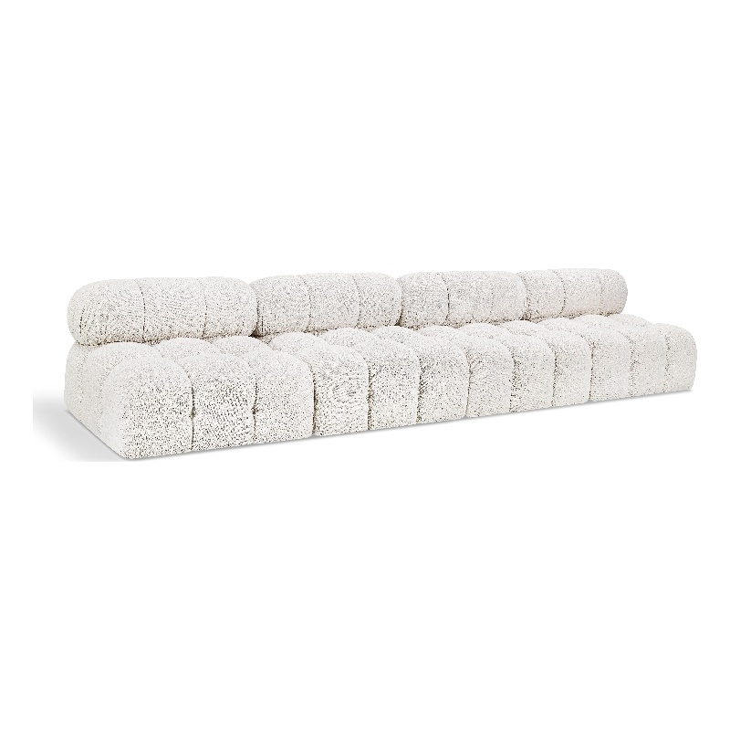 Bowery Hill Contemporary Rich Cream Boucle Fabric Modular Sofa