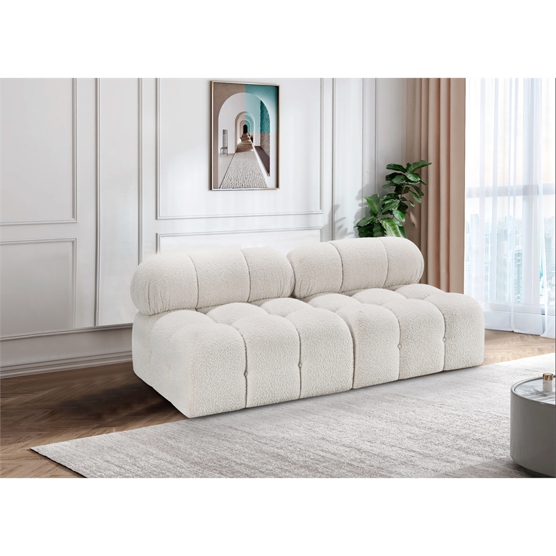 Bowery Hill Contemporary Rich Cream Boucle Fabric Modular Sofa