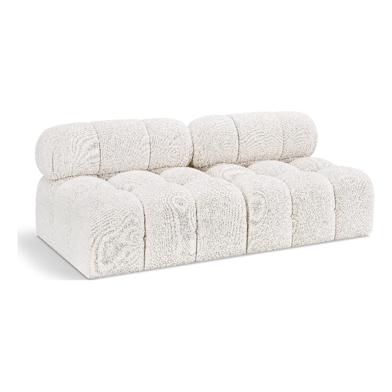 Bowery Hill Contemporary Rich Cream Boucle Fabric Modular Sofa