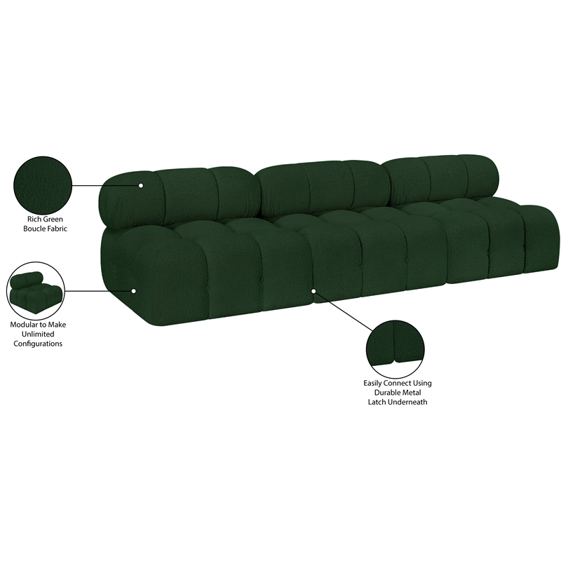 Bowery Hill Contemporary Rich Green Boucle Fabric Modular Sofa