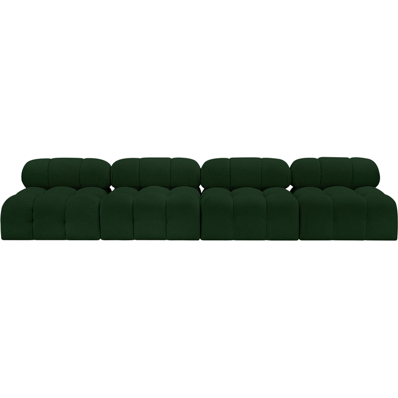Bowery Hill Contemporary Rich Green Boucle Fabric Modular Sofa