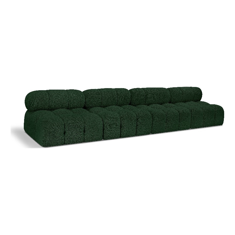 Bowery Hill Contemporary Rich Green Boucle Fabric Modular Sofa