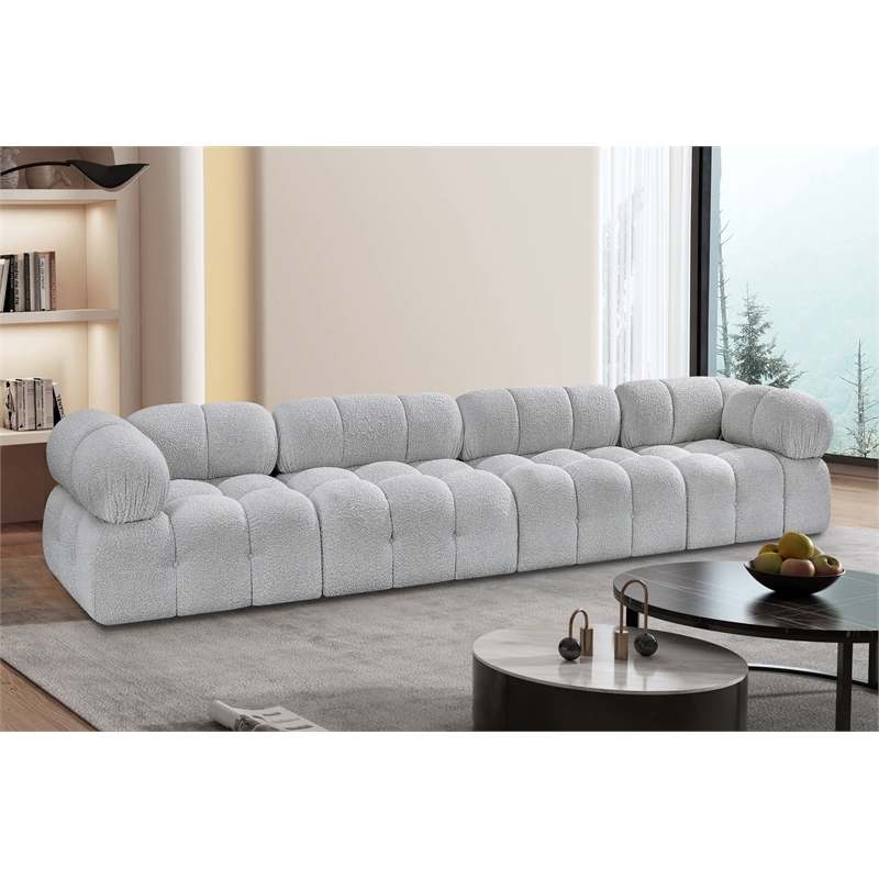 Bowery Hill Contemporary Rich Grey Boucle Fabric Modular Sofa